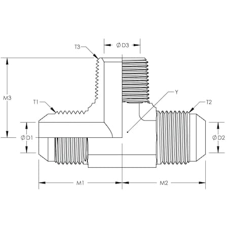 World Wide Fittings JIC to Male Pipe Branch Tee Stainless Steel 2601X04X04X04SS